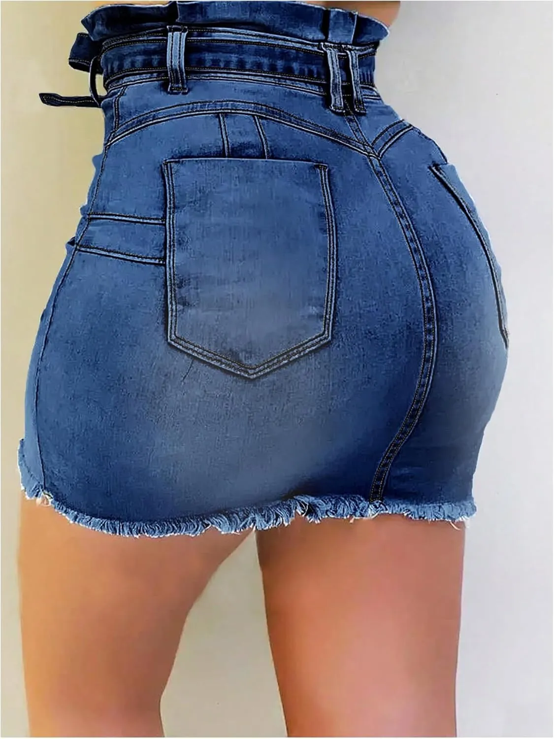 SOLY HUX Women's Button Down Bodycon Denim Skirt Tie Front Bow High Waisted Mini Jean Skirts