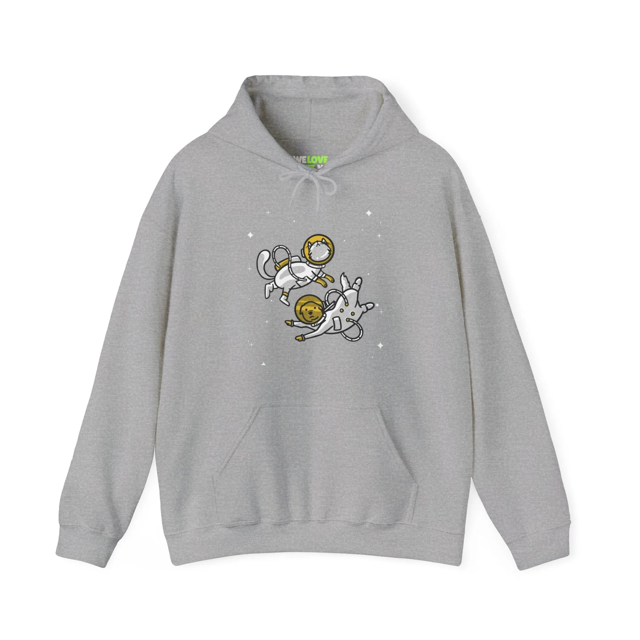 Space Buddies Funny Dog And Cat Astronaut Sci-Fi Hoodie