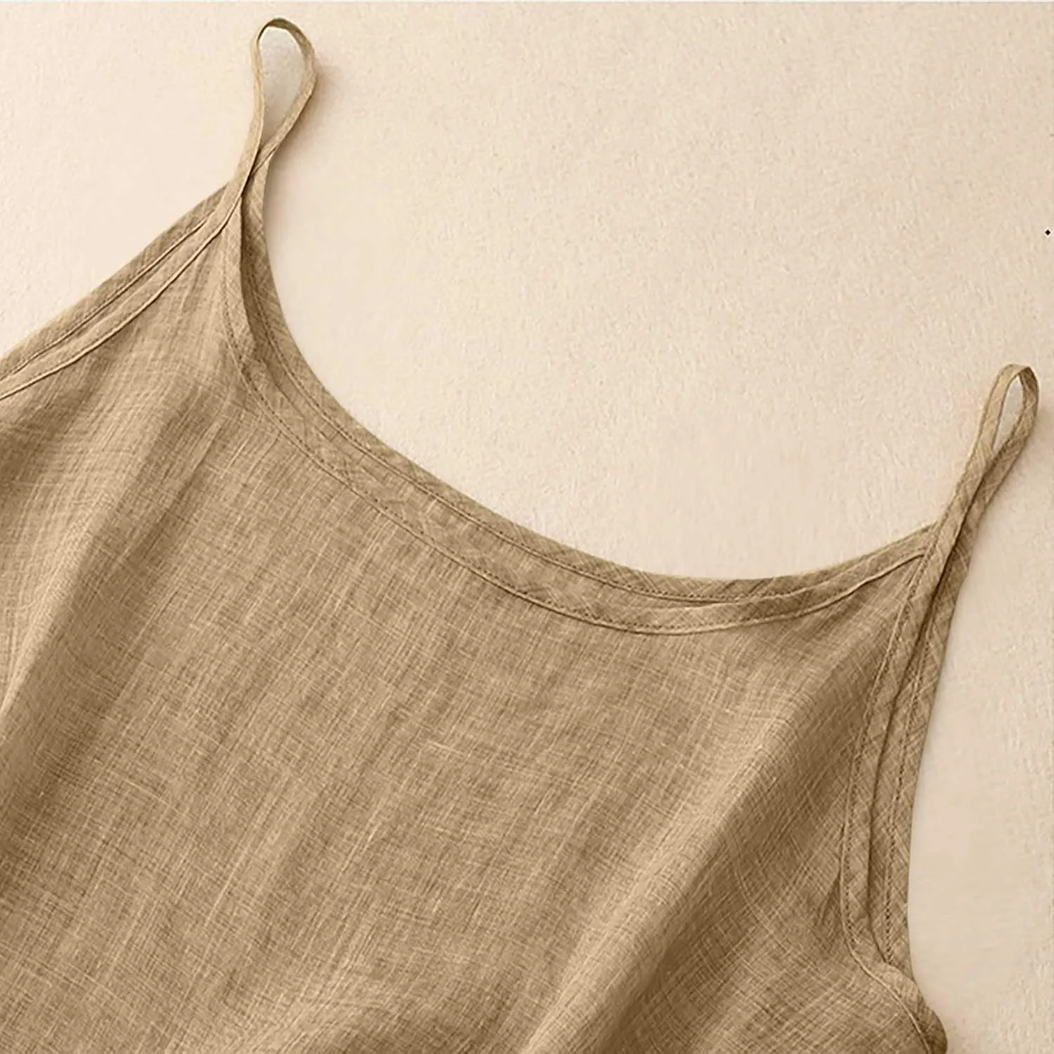 Spaghetti Strap Peplum Tops for Women Trendy Loose Fit Tank Cotton Linen Sleeveless Shirts Casual Vacation Outfits
