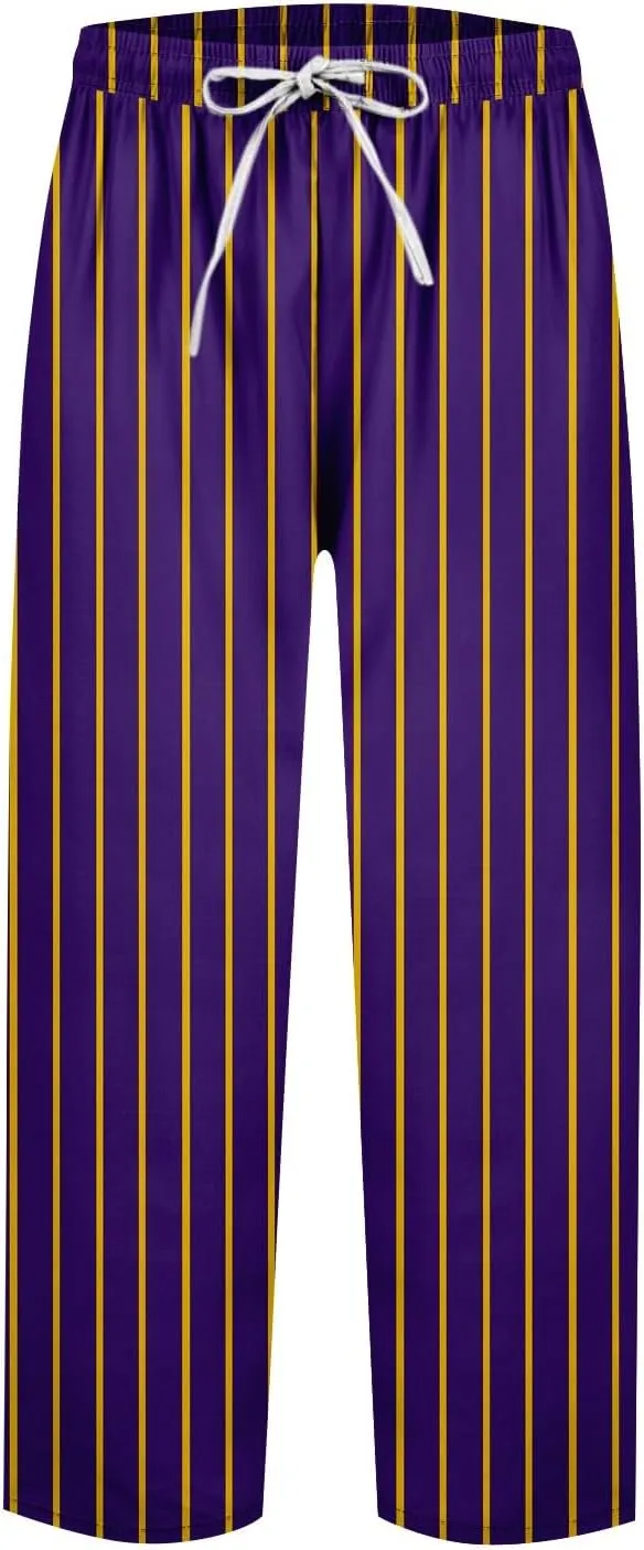 Striped Linen Pants Women Elastic Waist Trendy Drawstring Capri Pants Casual Loose Summer Beach Trouser
