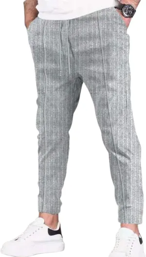 Striped Pants for Men - Mens Skinny Stretch Slim fit Chinos Golf Business Dress Casual Pants