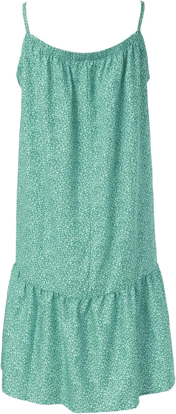 Summer Dresses for Women 2024 Floral Printed Ruffle Hem Spaghetti Sundresses Sleeveless Crewneck Beach Midi Dress