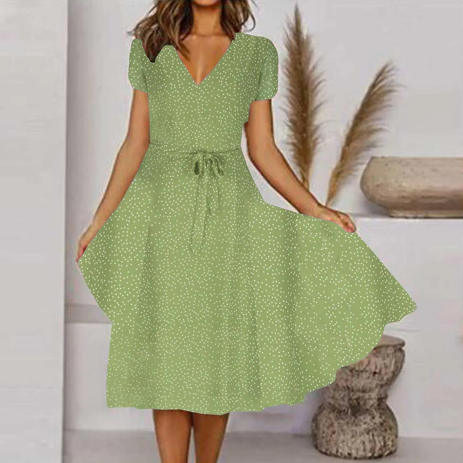 Summer Dresses for Women 2025 Boho A-Line Beach Sundress Casual Soft Vintage Short Sleeve Printed Maxi Dress