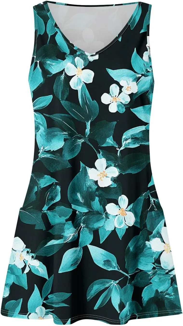 Summer Dresses for Women 2025 Casual V Neck Sleeveless Sundresses Boho Tank Dress Beach Dresses with Pockets