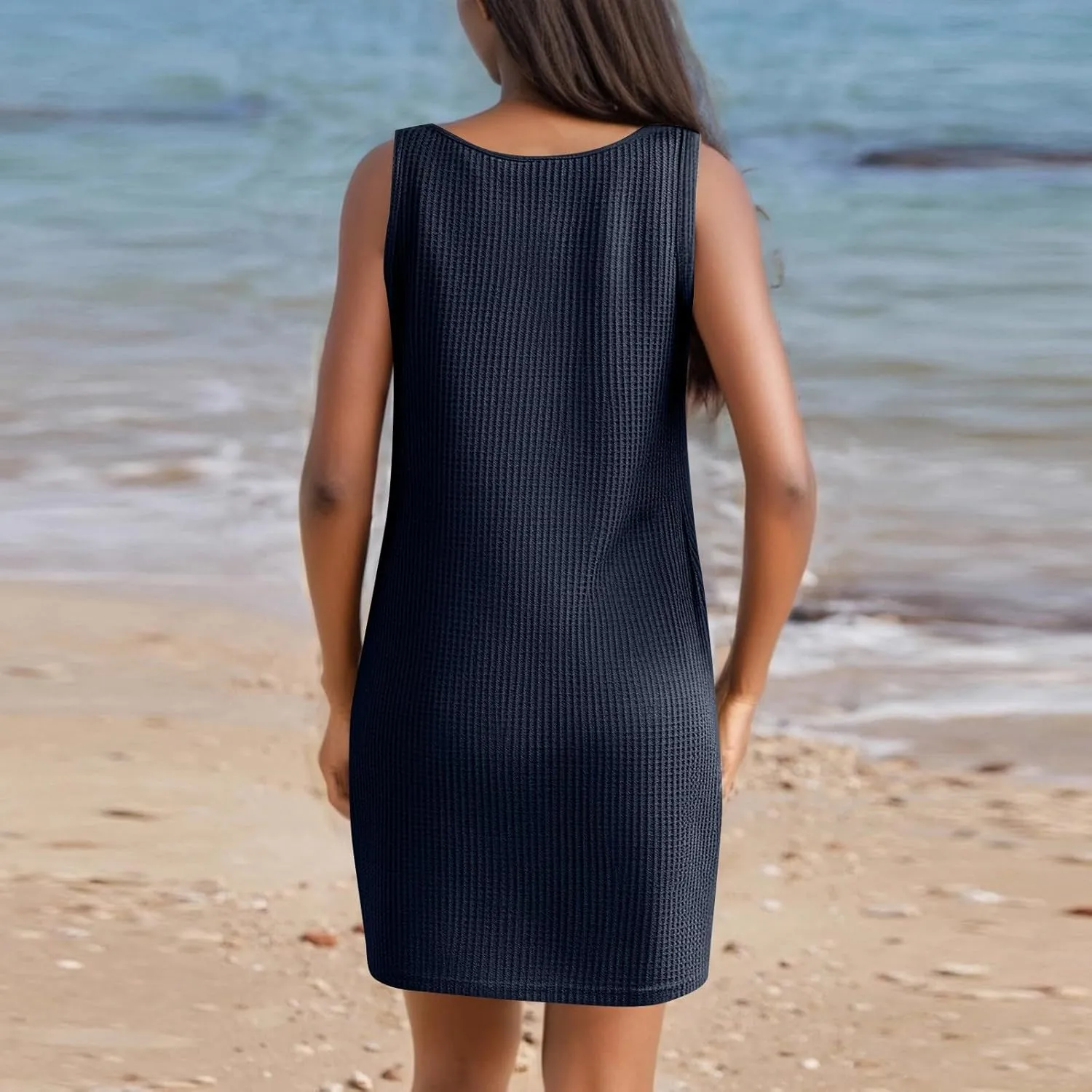 Summer Dresses for Women 2025 Sleeveless Beach Swimsuit Coverup Boho Sundress Twisted Tank Mini Dress Vacation Outfits