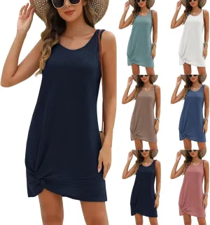 Summer Dresses for Women 2025 Sleeveless Beach Swimsuit Coverup Boho Sundress Twisted Tank Mini Dress Vacation Outfits