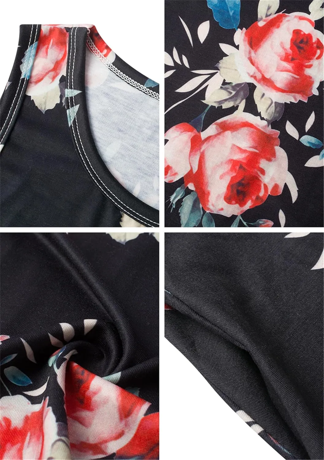 Summer Dresses for Women Beach Boho Sleeveless Vintage Floral Flowy Pocket Tshirt Tank Sundresses