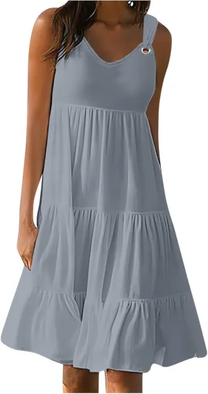 Summer Dresses for Women Vacation 2024 Trendy Beach Sleeveless Sundresses Loose Fit Casual Summer Camisole Dress