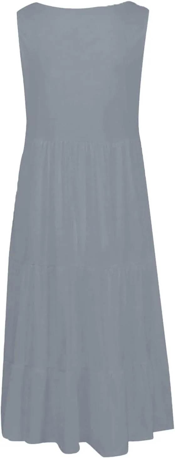 Summer Dresses for Women Vacation 2024 Trendy Beach Sleeveless Sundresses Loose Fit Casual Summer Camisole Dress