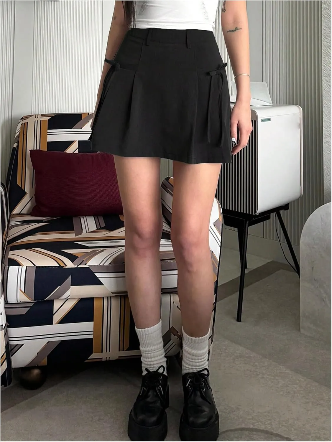 SweatyRocks Women's Bow Pleated Mini Skirt High Waisted A Line Summer Y2K Skirts