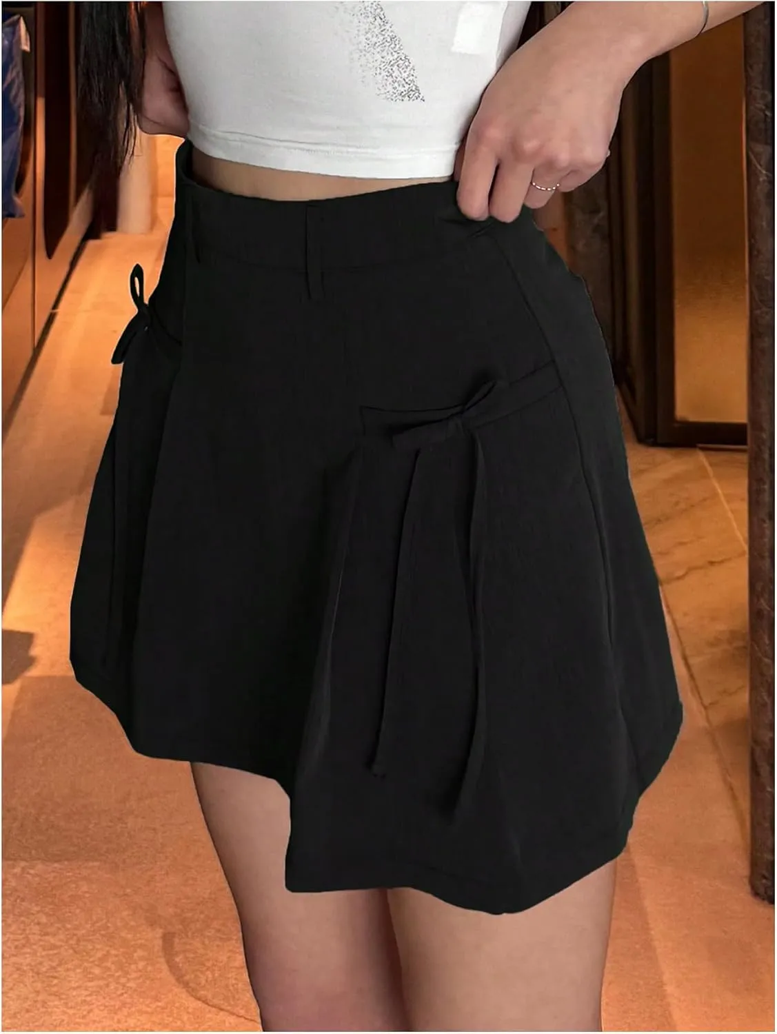 SweatyRocks Women's Bow Pleated Mini Skirt High Waisted A Line Summer Y2K Skirts