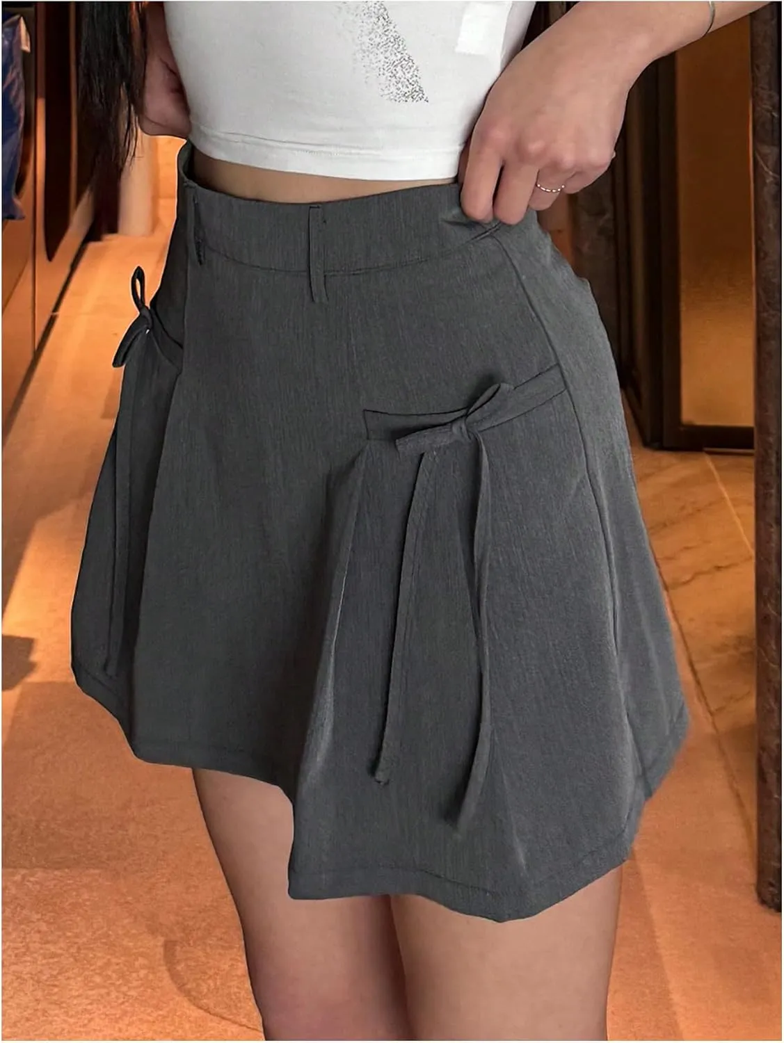SweatyRocks Women's Bow Pleated Mini Skirt High Waisted A Line Summer Y2K Skirts