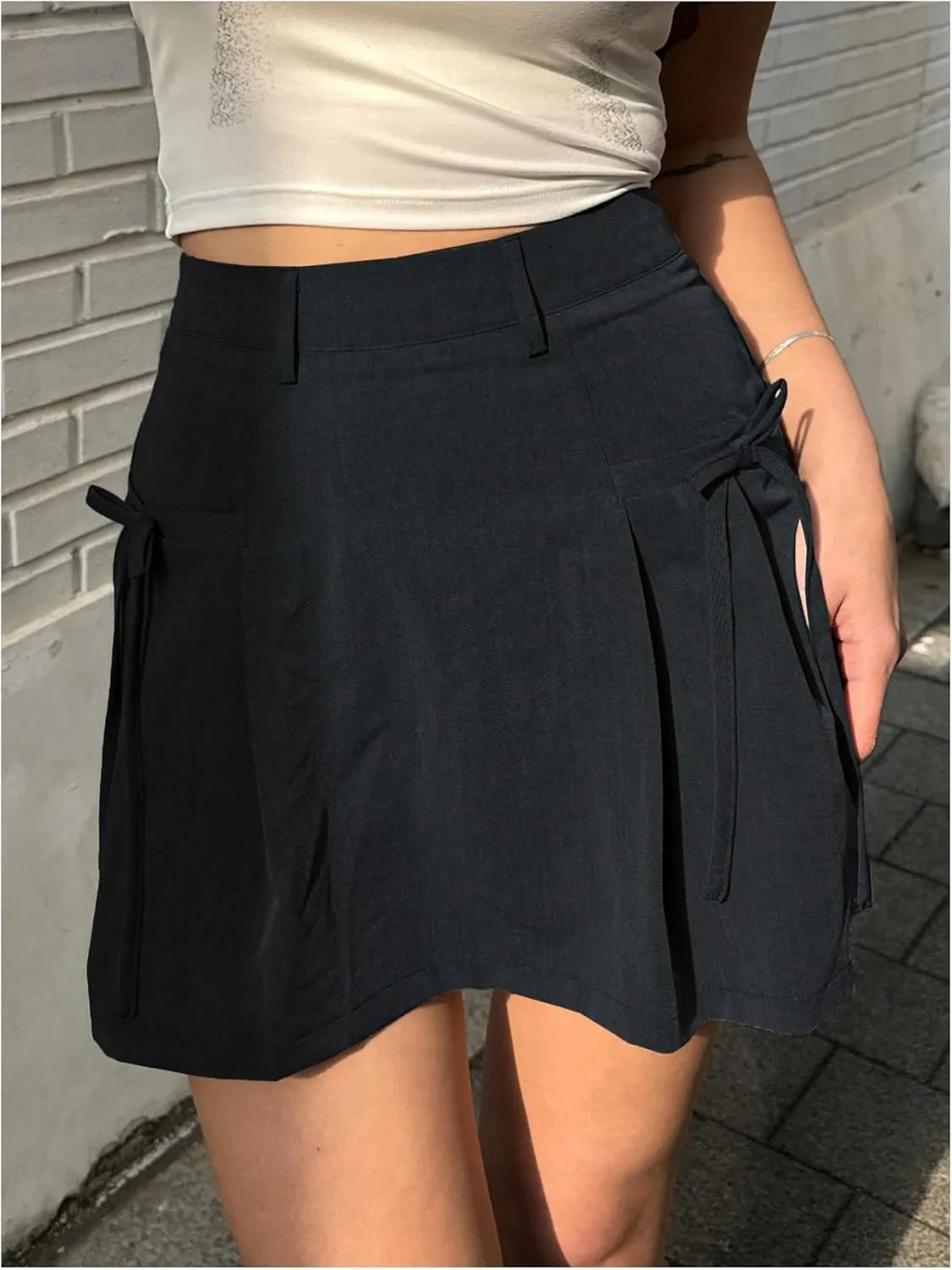 SweatyRocks Women's Bow Pleated Mini Skirt High Waisted A Line Summer Y2K Skirts