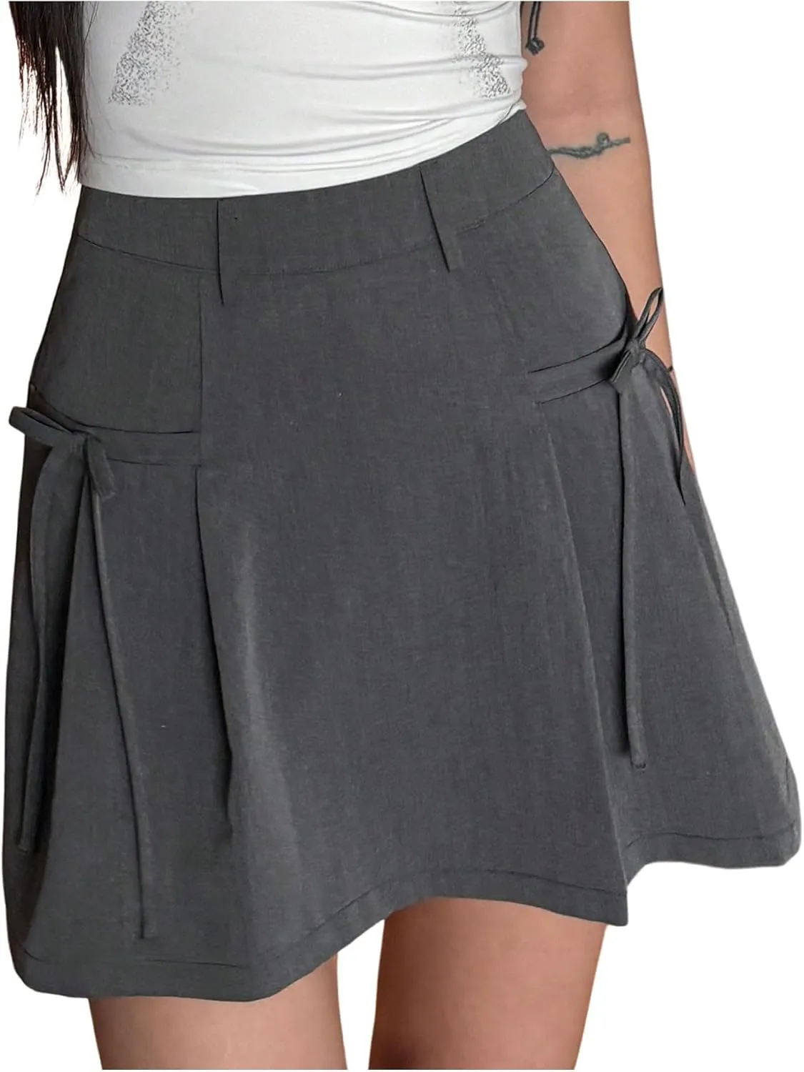 SweatyRocks Women's Bow Pleated Mini Skirt High Waisted A Line Summer Y2K Skirts