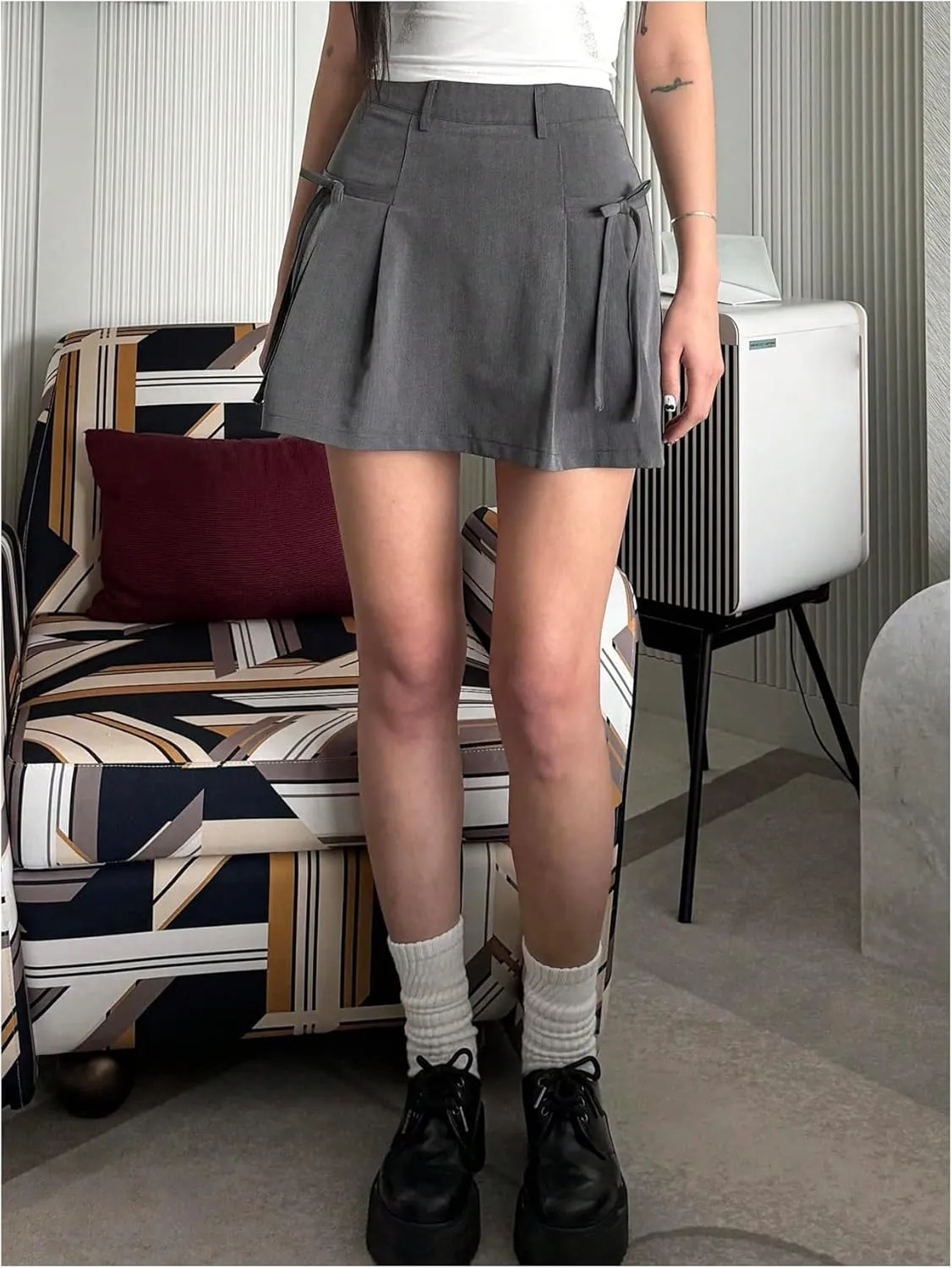 SweatyRocks Women's Bow Pleated Mini Skirt High Waisted A Line Summer Y2K Skirts