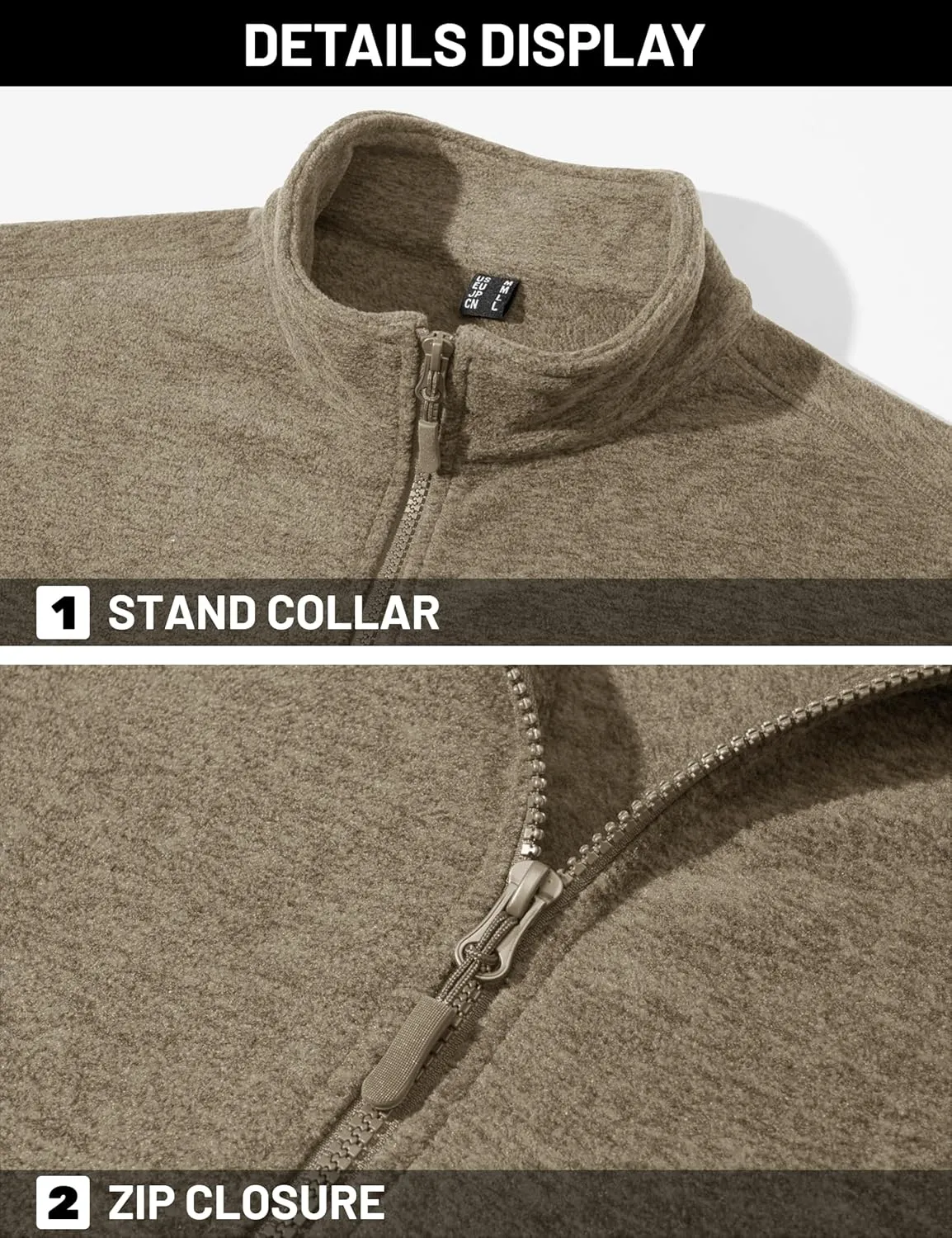 TACVASEN Men's Fleece Jackets Full Zip Lightweight Jacket Casual Soft Warm Coats with Pockets