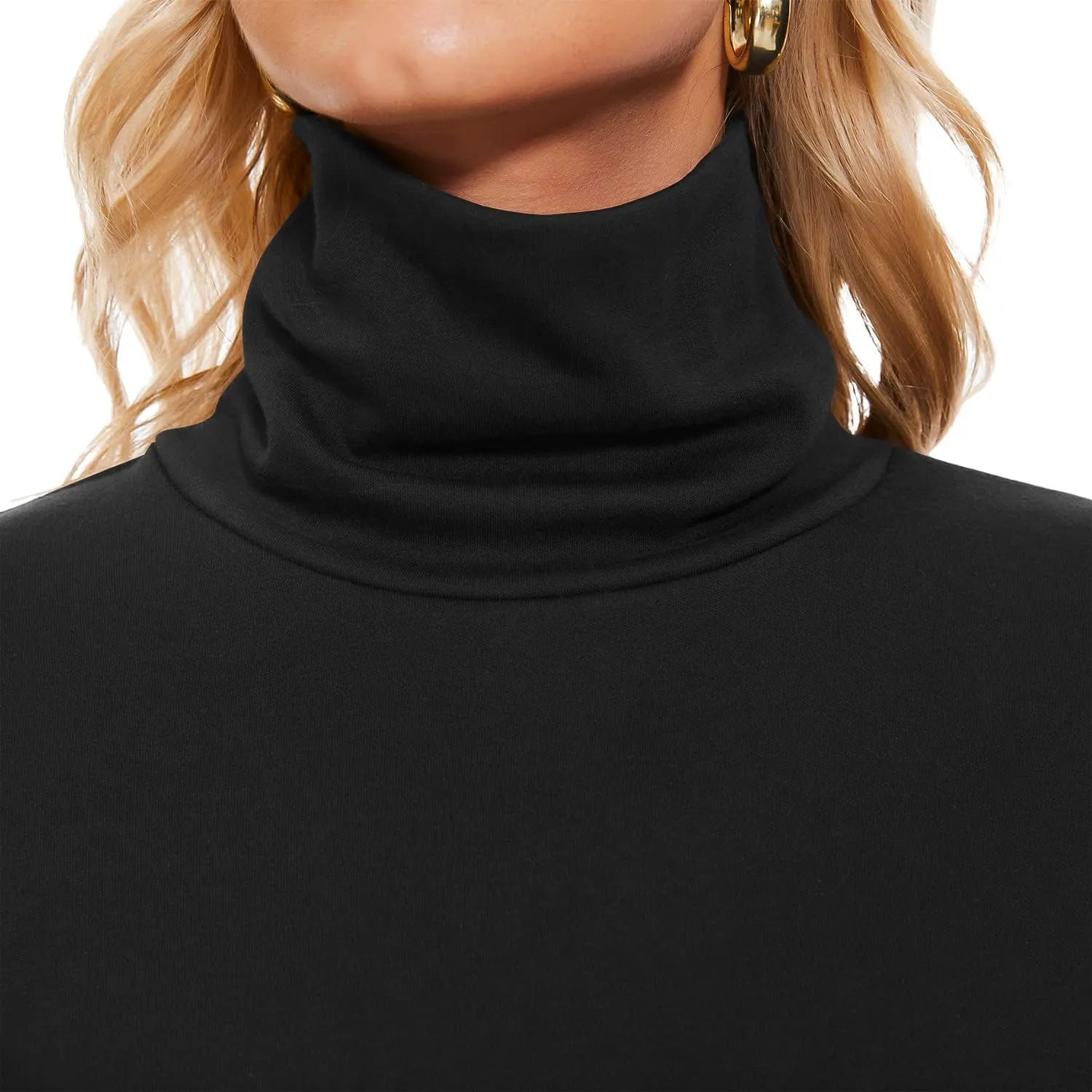 TAIPOVE Women's Thermal Fleece Turtleneck Long Sleeve Tops Lightweight Pullover Sweater Cotton Casual Soft Comfort Shirt