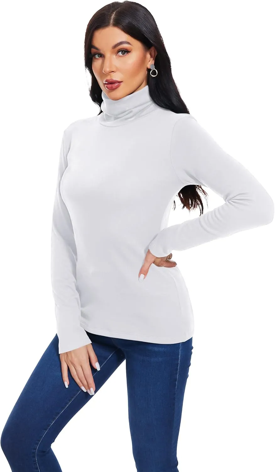 TAIPOVE Women's Thermal Fleece Turtleneck Long Sleeve Tops Lightweight Pullover Sweater Cotton Casual Soft Comfort Shirt