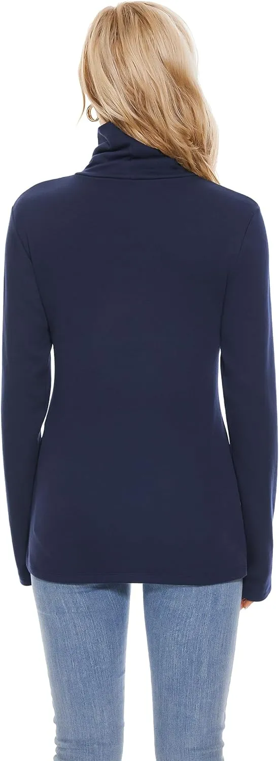 TAIPOVE Women's Thermal Fleece Turtleneck Long Sleeve Tops Lightweight Pullover Sweater Cotton Casual Soft Comfort Shirt