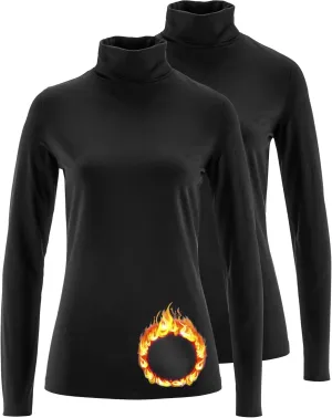 TAIPOVE Women's Thermal Fleece Turtleneck Long Sleeve Tops Lightweight Pullover Sweater Cotton Casual Soft Comfort Shirt