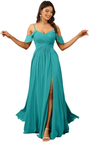 Ternlm Off Shoulder Bridesmaid Dress Chiffon Wedding Guest Dresses Spaghetti Evening Formal Gown for Women TN223A