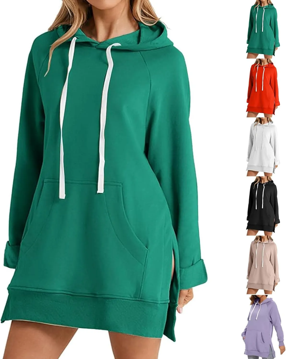 The Warmy Oversized Hoodie Dress Women,First Ones Hoodie Dress for Women,Casual Drawstring Long Sweatshirt with Pocket