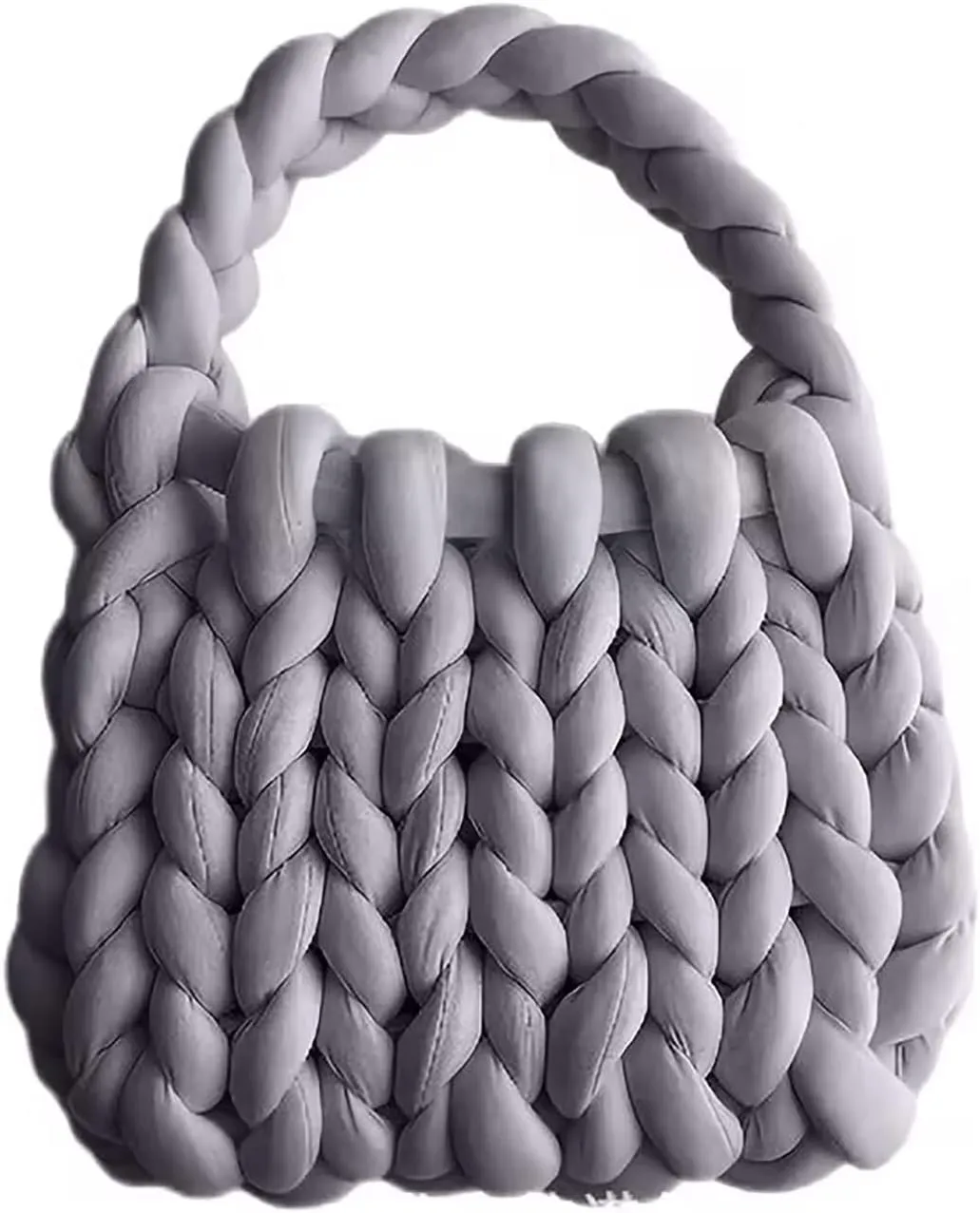 Thick Bulky Giant Wool Handwoven Handbag,Chunky Yarn Knit Shoulder Bag,Casual Soft Purse,Braided DIY Bucket Bag