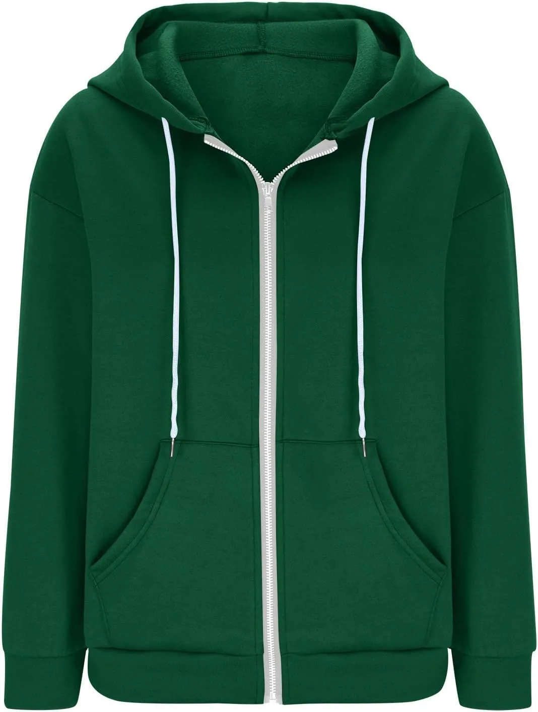 TUNUSKAT Womens Zip Up Hoodie Fall Oversized Sweatshirts Teen Girl Y2K Clothes Casual Drawstring Gym Jackets with Pockets