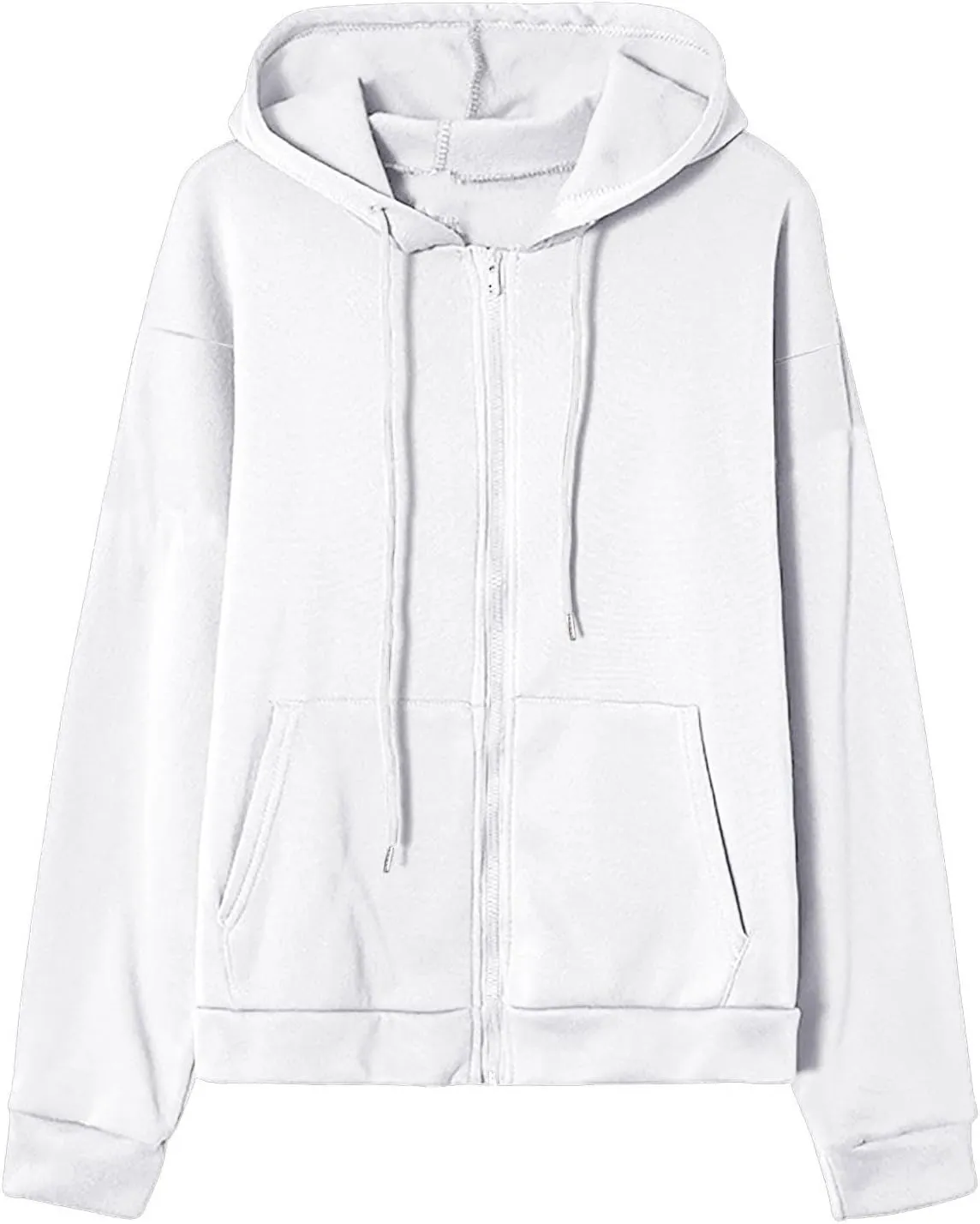 TUNUSKAT Womens Zip Up Hoodie Fall Oversized Sweatshirts Teen Girl Y2K Clothes Casual Drawstring Gym Jackets with Pockets