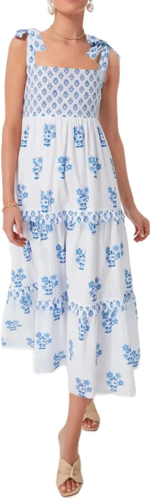 UAURORAO Women Floral Smocked Maxi Dress Frill Ruffle Tiered Flower Long Dresses Boho Flowy Vacation Beach Sundresses