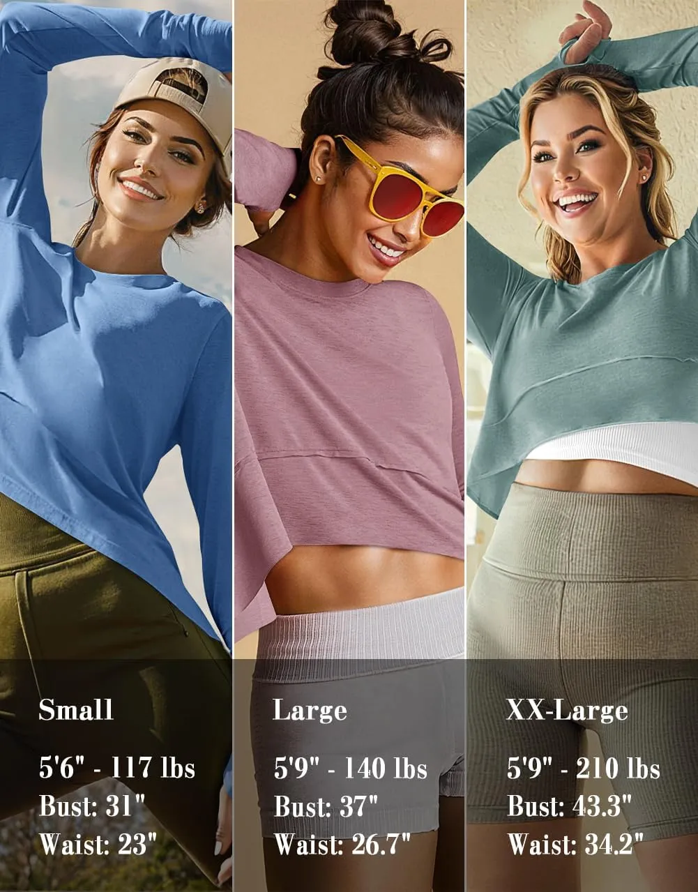 UEU Women's Crop Tops for Yoga Workout Athletic, Ice Cool Feeling Long Sleeves Shirts, Flowy Split Side Slit Oversized