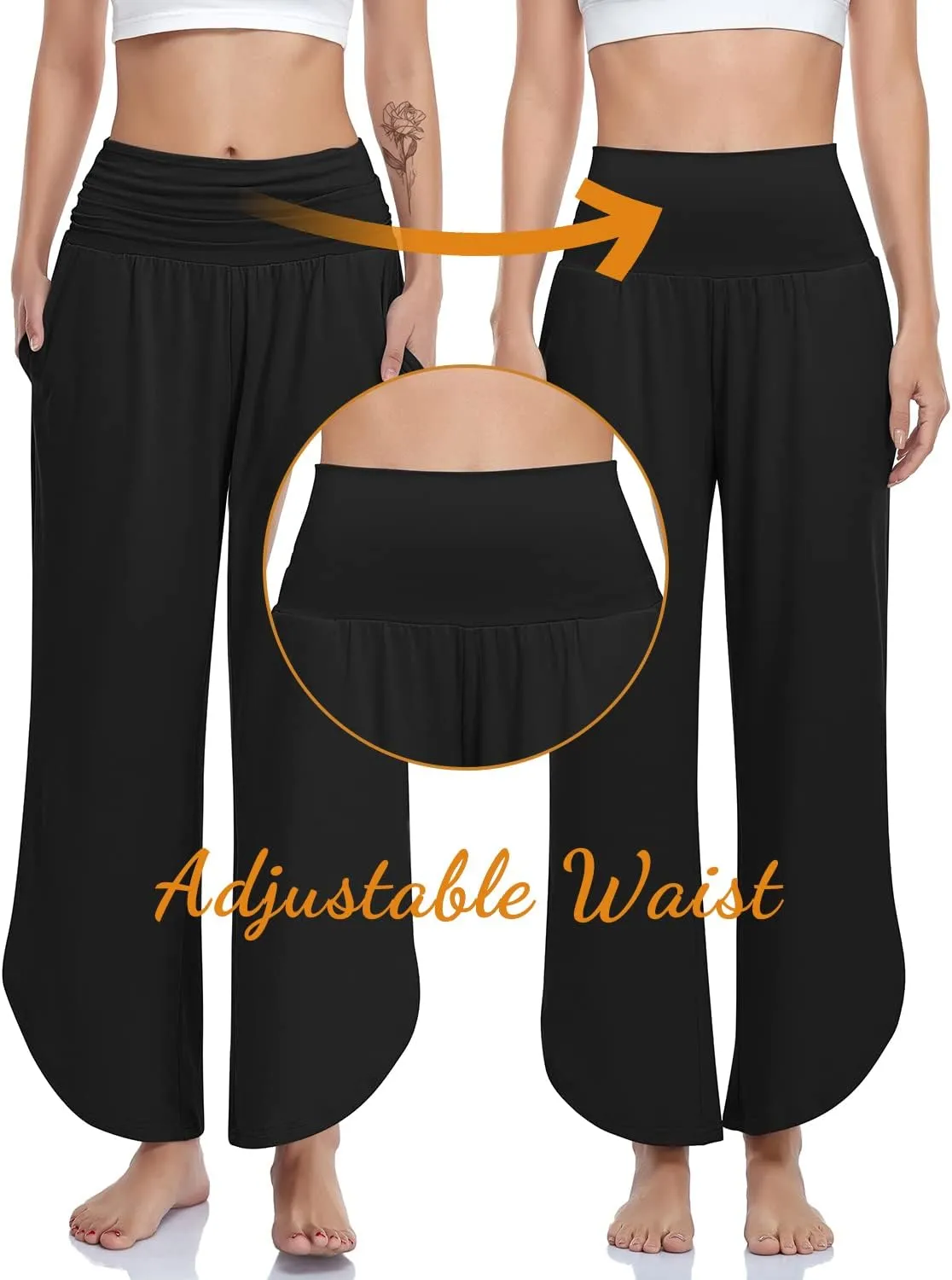 UEU Women's Wide Leg Yoga Pants High Waisted Comfy Dance Sweatpants Loose Casual Soft Lounge Joggers with Pockets