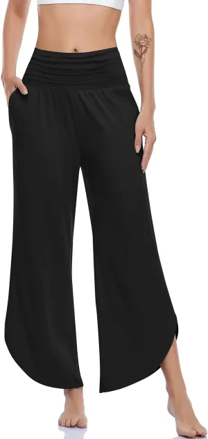 UEU Women's Wide Leg Yoga Pants High Waisted Comfy Dance Sweatpants Loose Casual Soft Lounge Joggers with Pockets