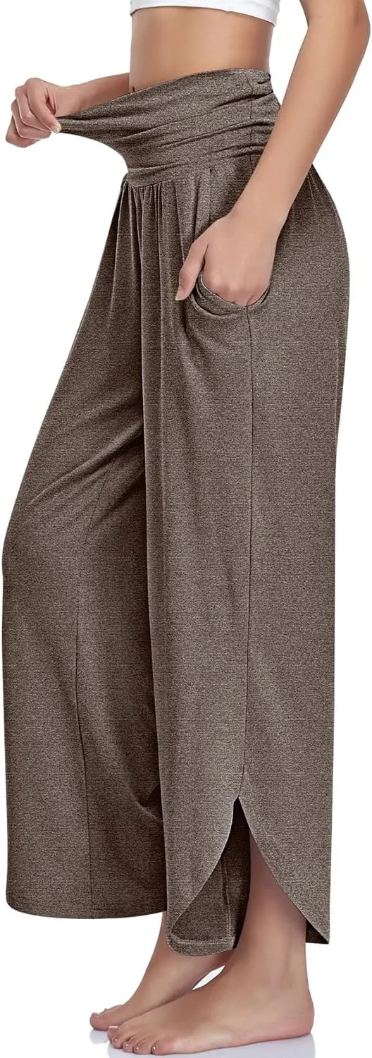 UEU Women's Wide Leg Yoga Pants High Waisted Comfy Dance Sweatpants Loose Casual Soft Lounge Joggers with Pockets