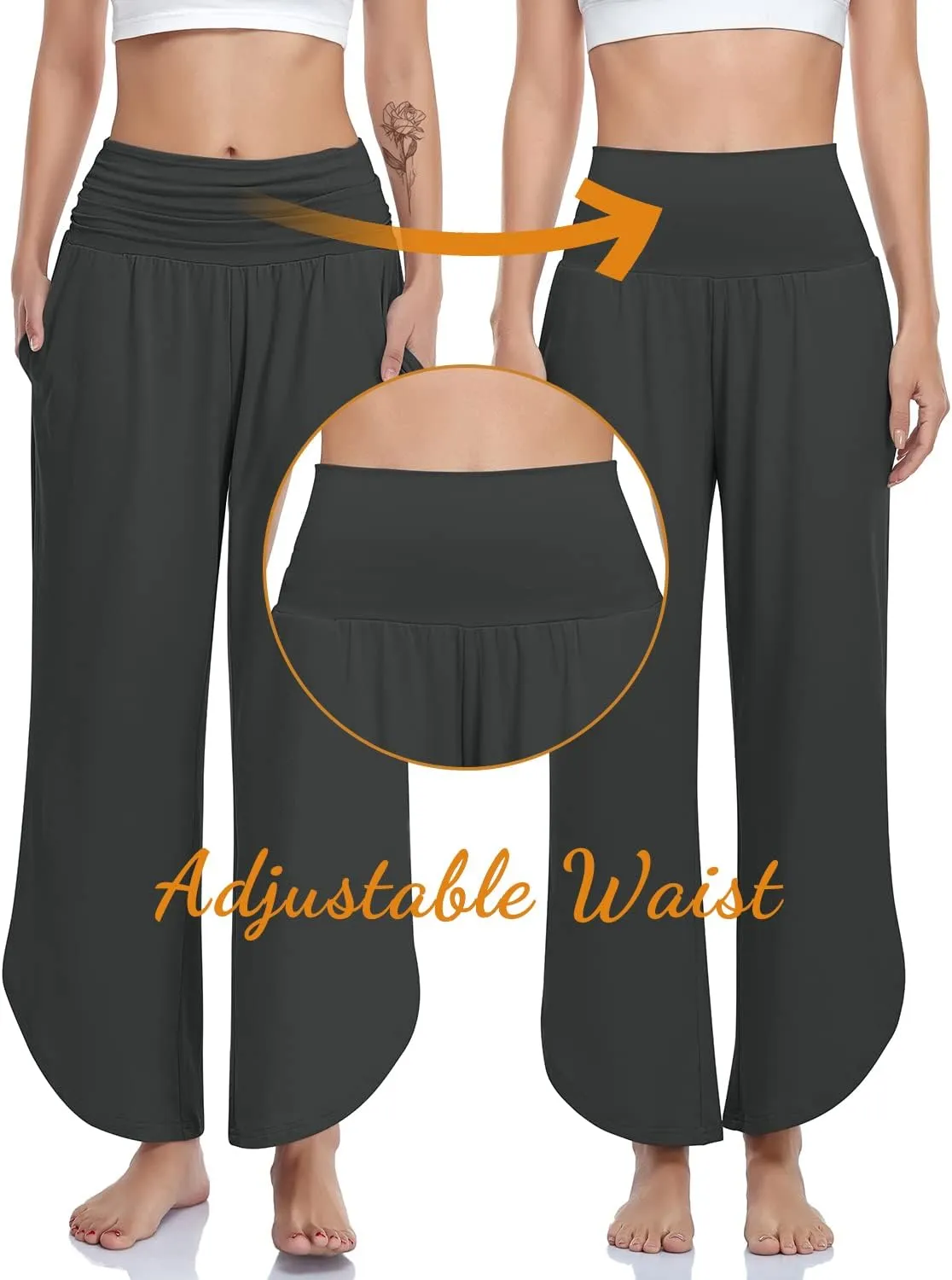 UEU Women's Wide Leg Yoga Pants High Waisted Comfy Dance Sweatpants Loose Casual Soft Lounge Joggers with Pockets