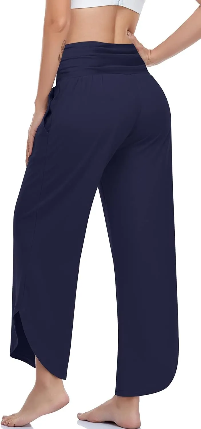 UEU Women's Wide Leg Yoga Pants High Waisted Comfy Dance Sweatpants Loose Casual Soft Lounge Joggers with Pockets