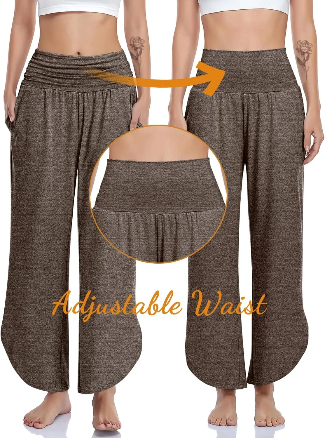 UEU Women's Wide Leg Yoga Pants High Waisted Comfy Dance Sweatpants Loose Casual Soft Lounge Joggers with Pockets