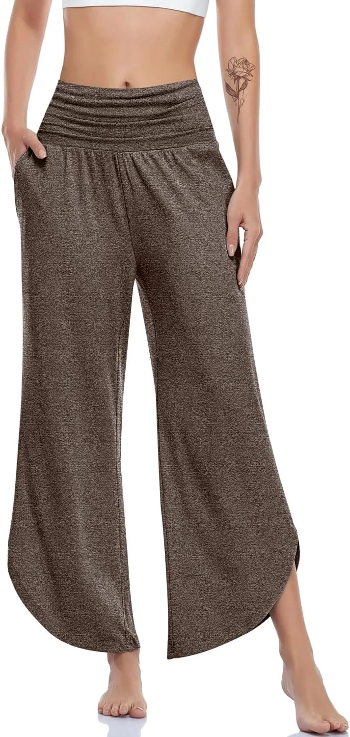 UEU Women's Wide Leg Yoga Pants High Waisted Comfy Dance Sweatpants Loose Casual Soft Lounge Joggers with Pockets