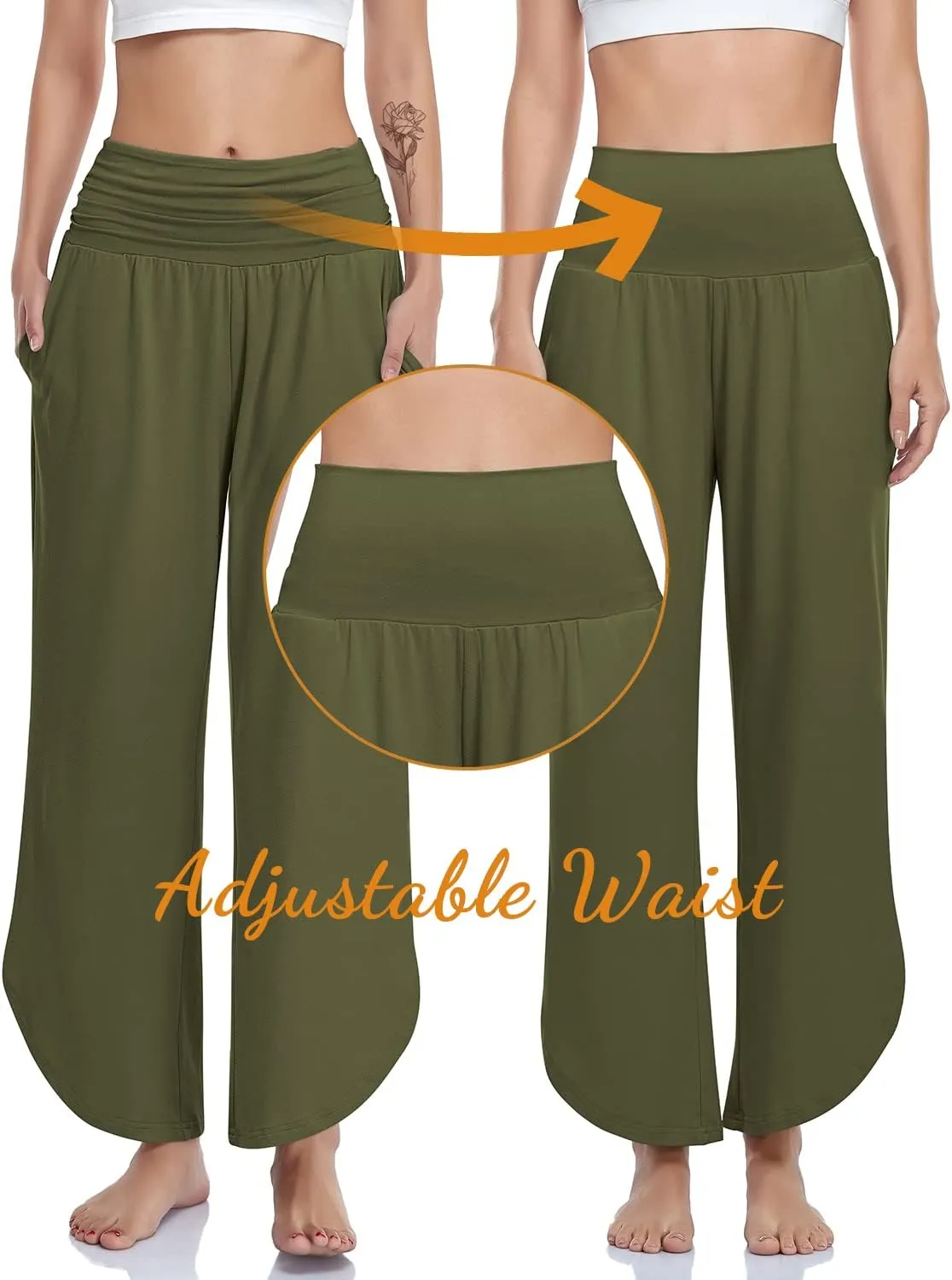 UEU Women's Wide Leg Yoga Pants High Waisted Comfy Dance Sweatpants Loose Casual Soft Lounge Joggers with Pockets