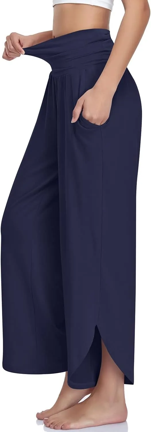 UEU Women's Wide Leg Yoga Pants High Waisted Comfy Dance Sweatpants Loose Casual Soft Lounge Joggers with Pockets