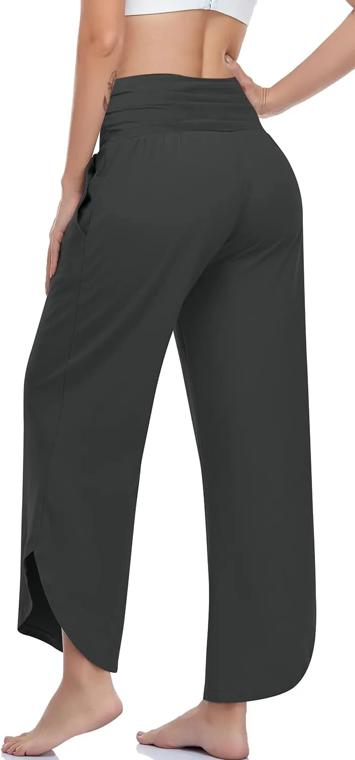 UEU Women's Wide Leg Yoga Pants High Waisted Comfy Dance Sweatpants Loose Casual Soft Lounge Joggers with Pockets