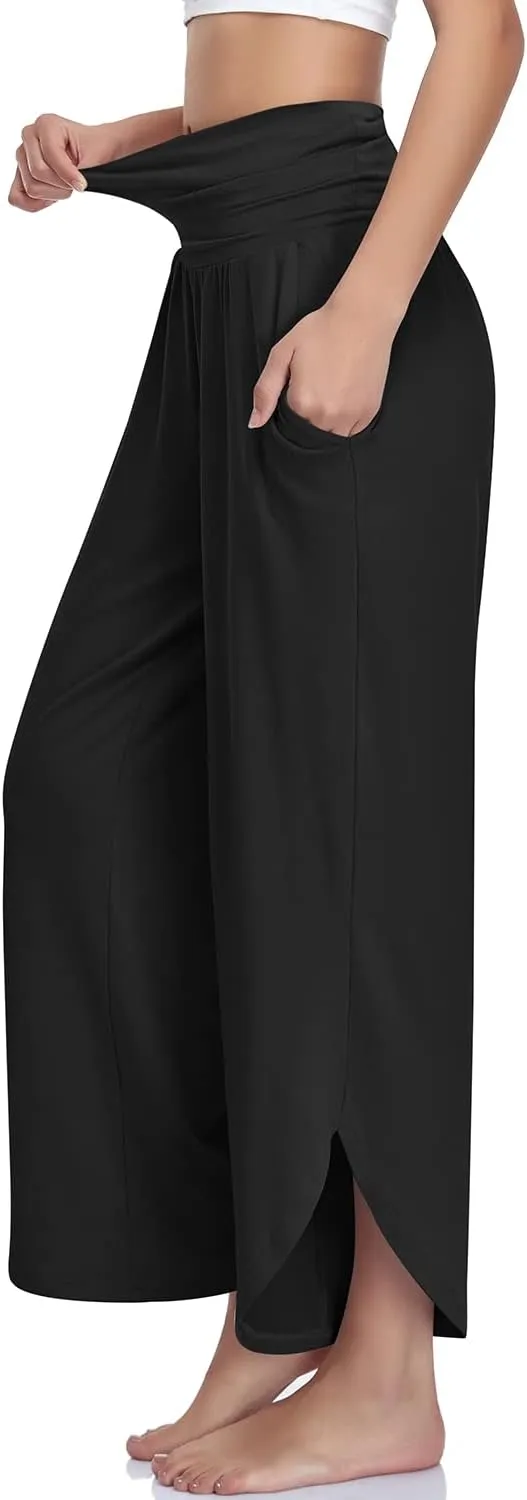 UEU Women's Wide Leg Yoga Pants High Waisted Comfy Dance Sweatpants Loose Casual Soft Lounge Joggers with Pockets