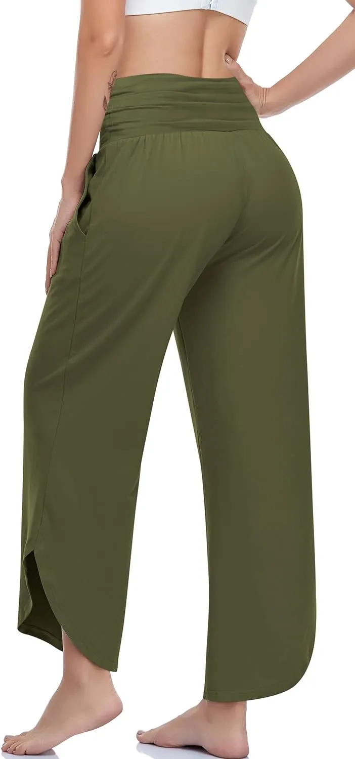 UEU Women's Wide Leg Yoga Pants High Waisted Comfy Dance Sweatpants Loose Casual Soft Lounge Joggers with Pockets