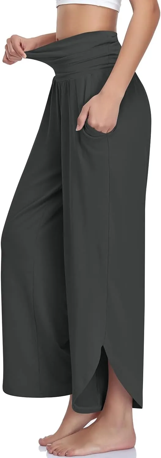 UEU Women's Wide Leg Yoga Pants High Waisted Comfy Dance Sweatpants Loose Casual Soft Lounge Joggers with Pockets