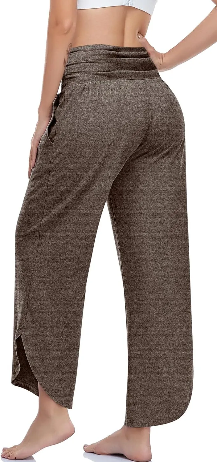 UEU Women's Wide Leg Yoga Pants High Waisted Comfy Dance Sweatpants Loose Casual Soft Lounge Joggers with Pockets