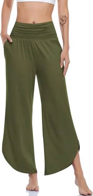 UEU Women's Wide Leg Yoga Pants High Waisted Comfy Dance Sweatpants Loose Casual Soft Lounge Joggers with Pockets