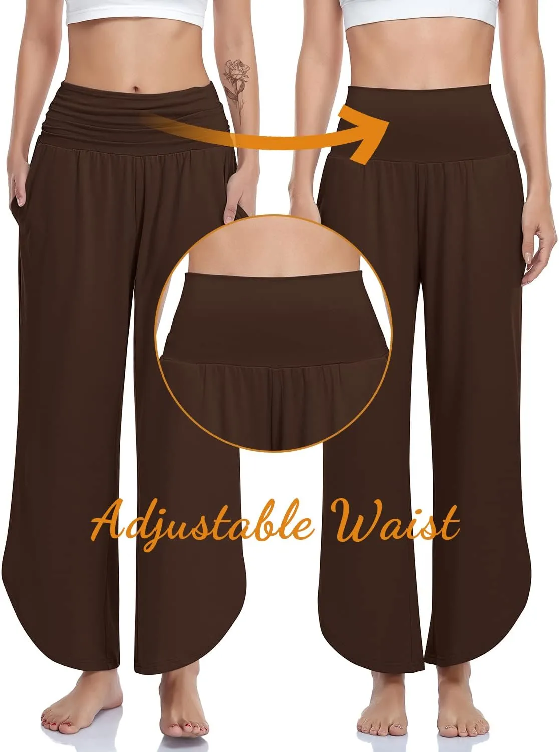 UEU Women's Wide Leg Yoga Pants High Waisted Comfy Dance Sweatpants Loose Casual Soft Lounge Joggers with Pockets