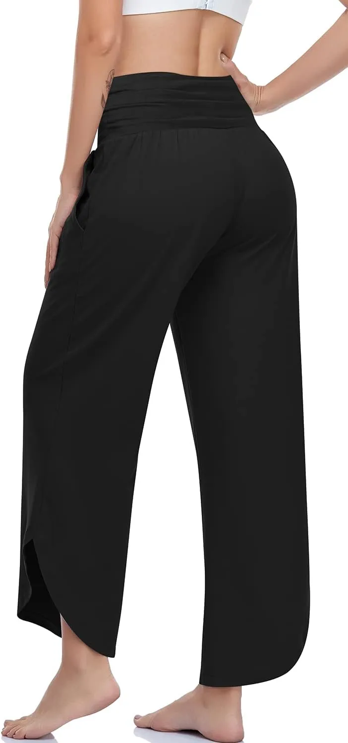 UEU Women's Wide Leg Yoga Pants High Waisted Comfy Dance Sweatpants Loose Casual Soft Lounge Joggers with Pockets
