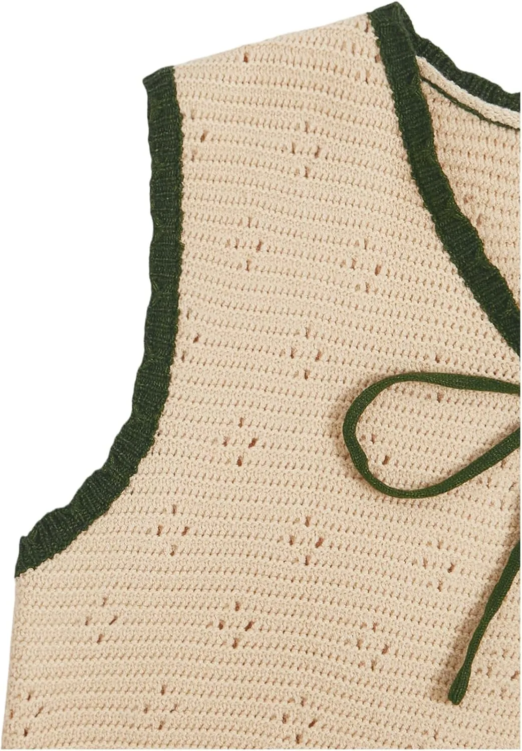 Verdusa Women's Sweater Vest Fall Fashion Trendy Tops Tie Front Sleeveless Crochet Knit Top