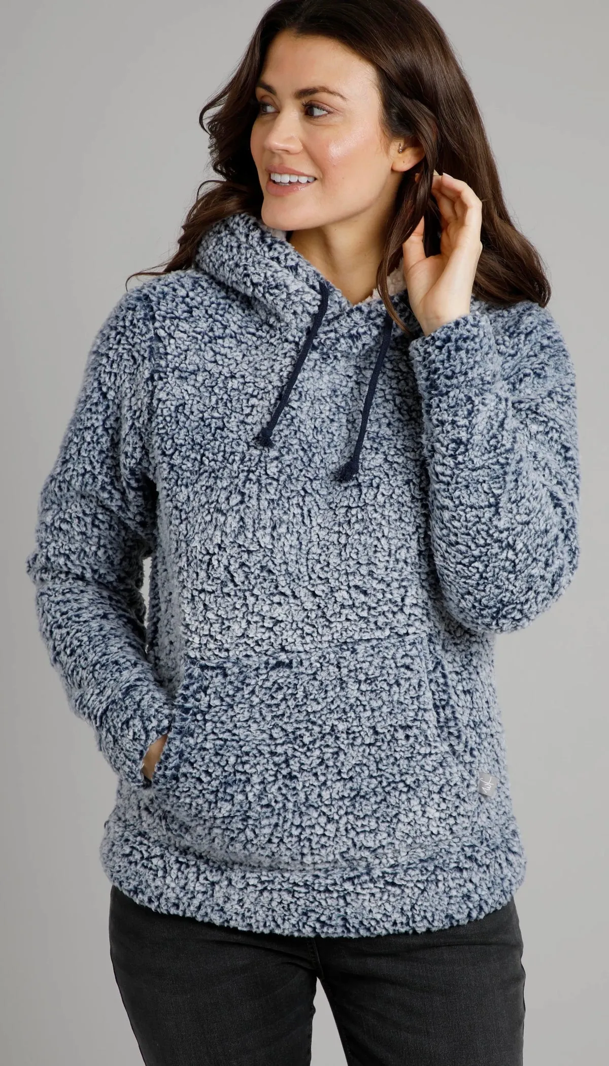 Weird Fish Womens Yara Cosy Fleece Hoody - Navy